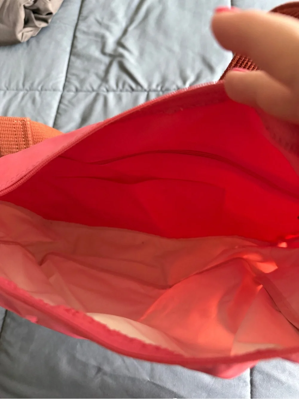 Longchamp Pink Nylon Hobo with Brown Trim and Adjustable Strap